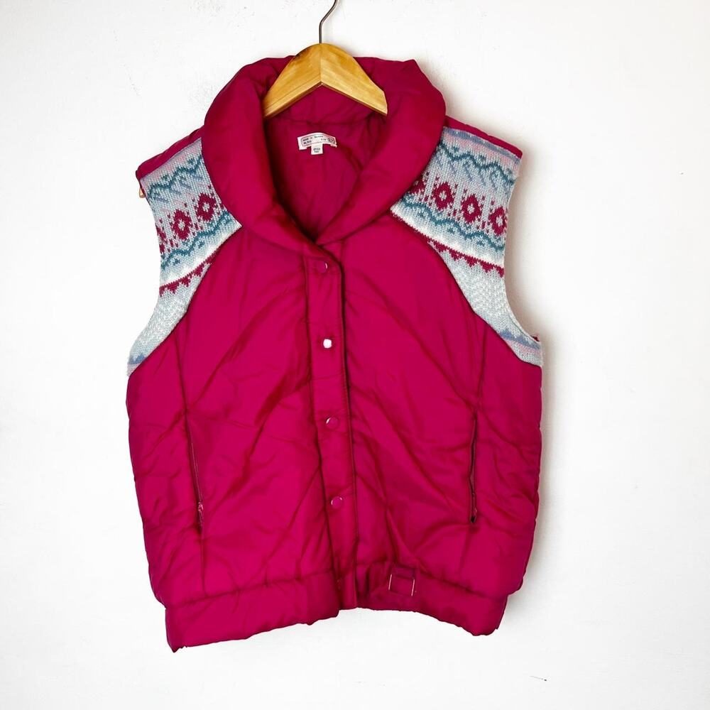 SZ L Puffer Pink w/ Sweater Material Vest